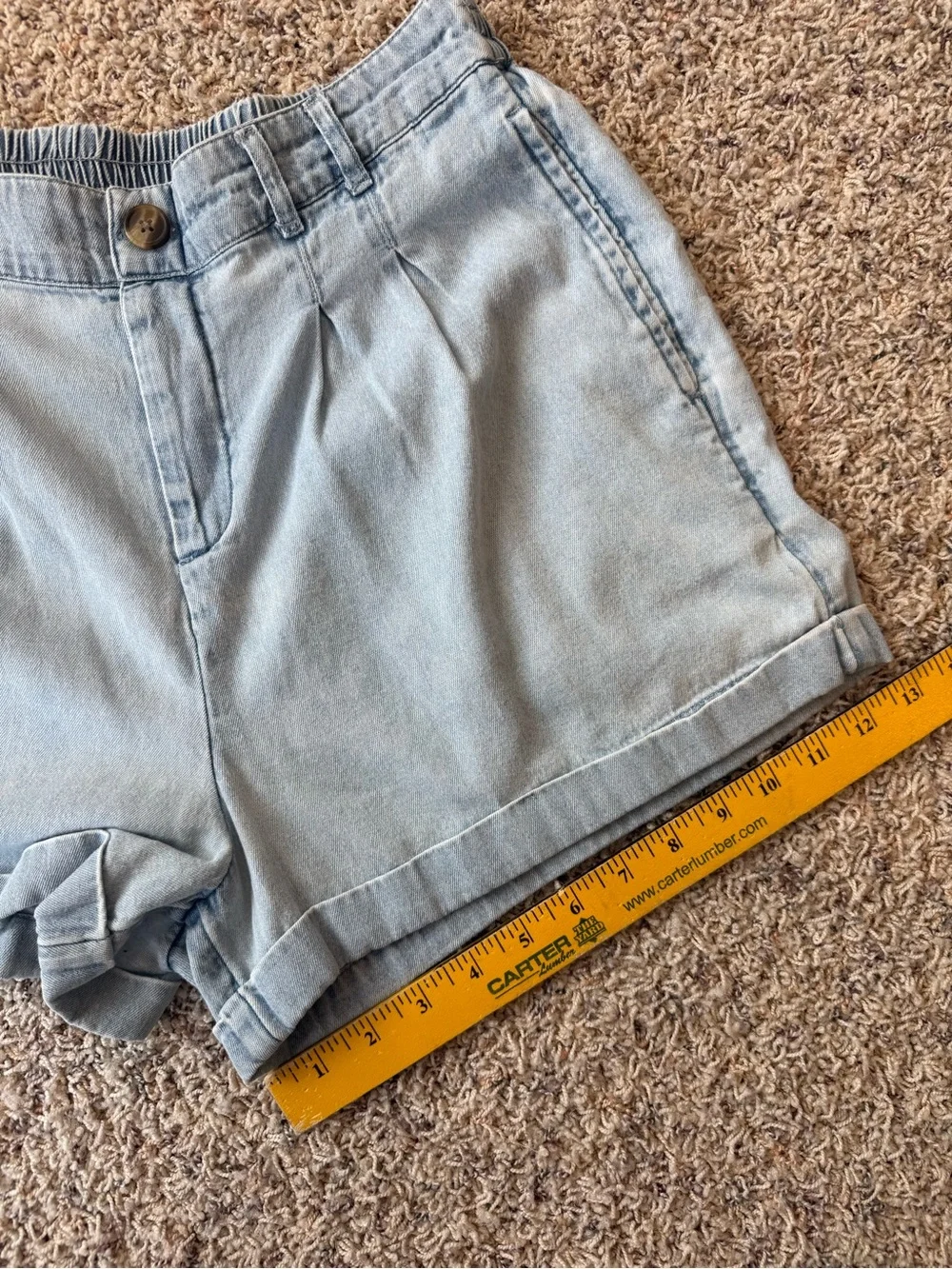 American Eagle Paperbag Waist Denim Shorts Light Wash Pull On Cuffed Women’s S - Picture 9 of 13